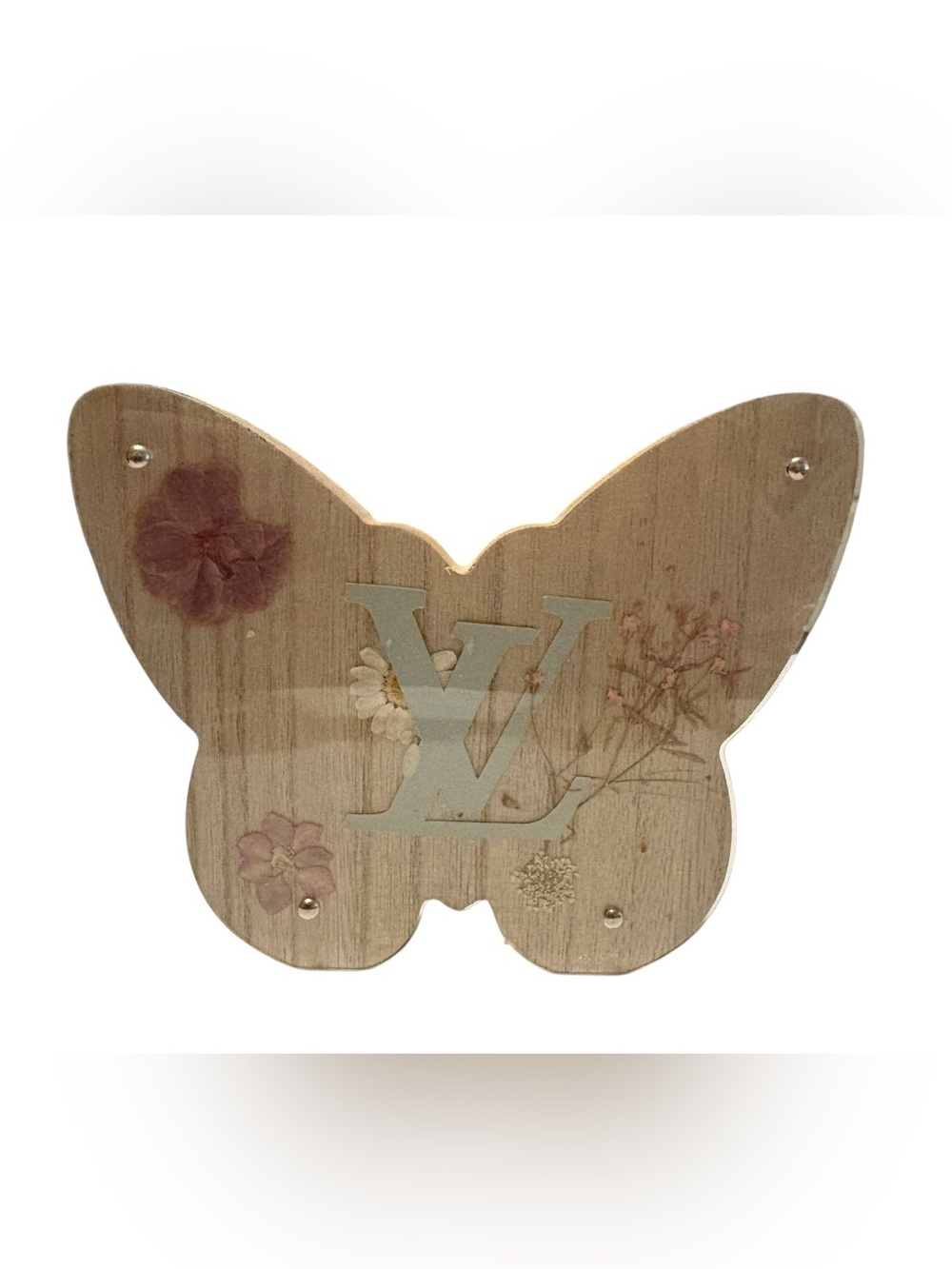 Inspire Butterfly Block Art in Natural Wood, Soft Pink & Cream